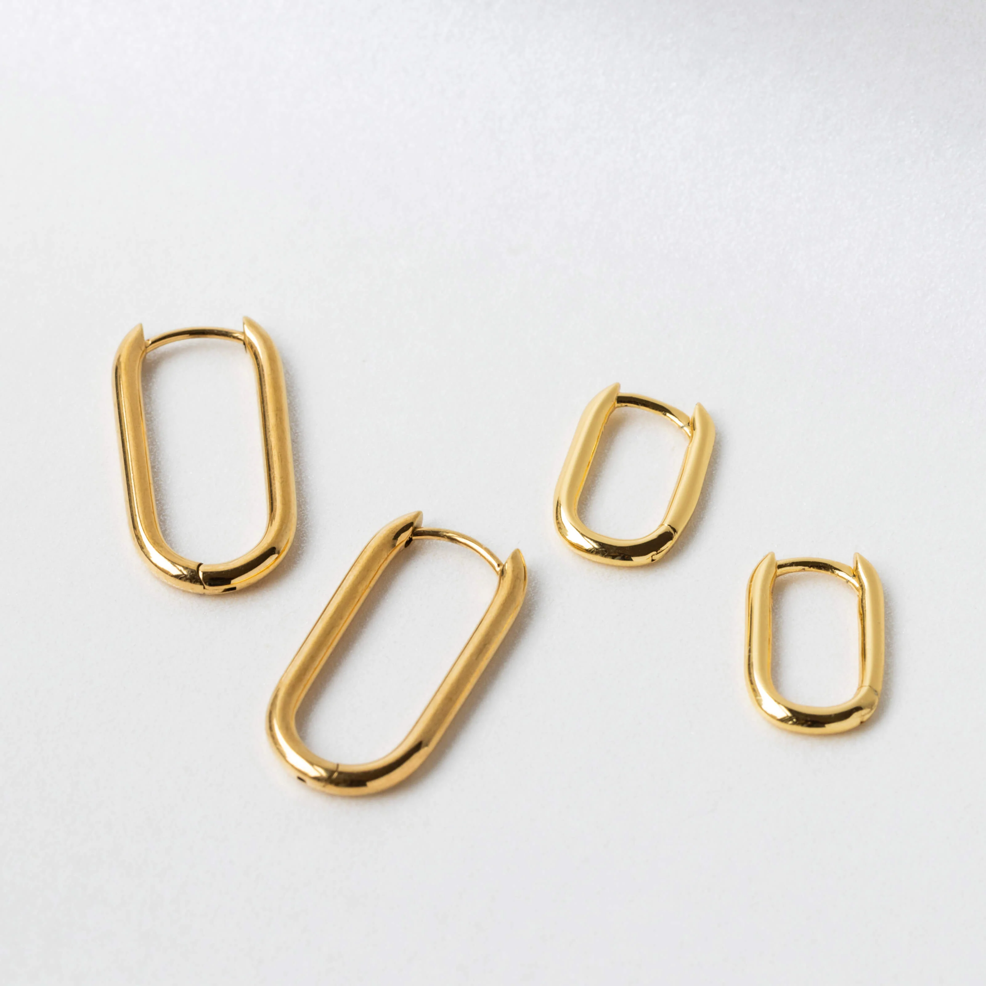 Halo Oval Hoop Earrings in Titanium - Image 5