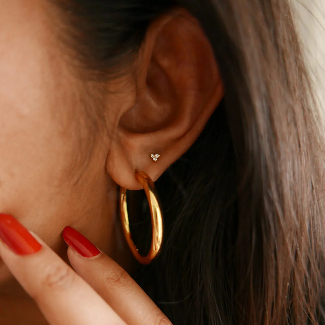 Mini Crystal Trinity Push Pin Flat Back Earring - Image 3