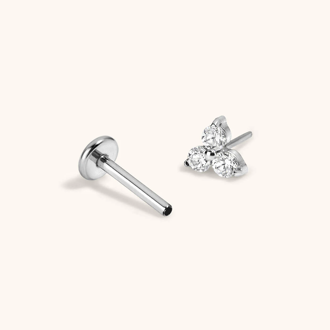 Mini Crystal Trinity Push Pin Flat Back Earring - Image 5