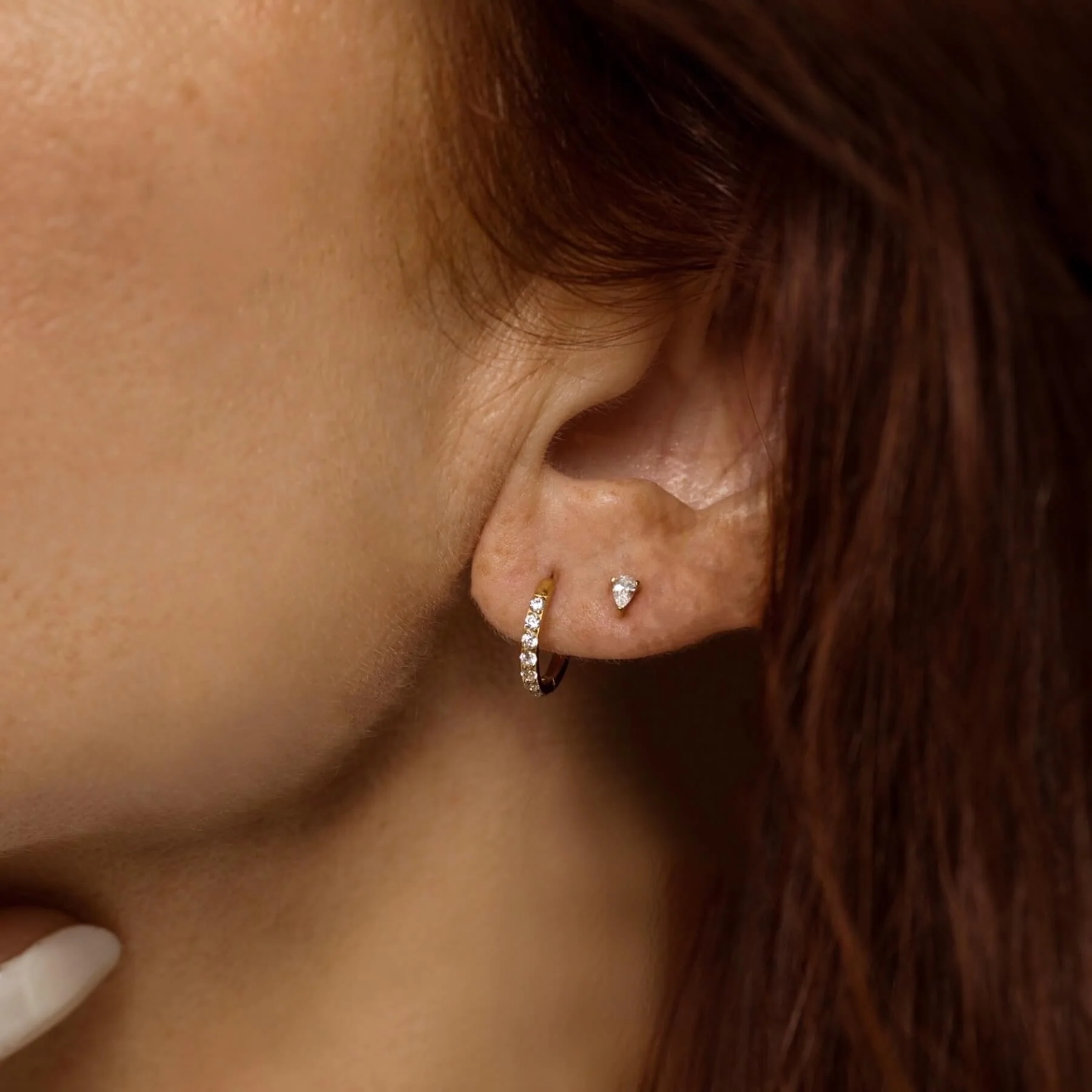 Crystal Pear Push Pin Flat Back Earring - Image 3