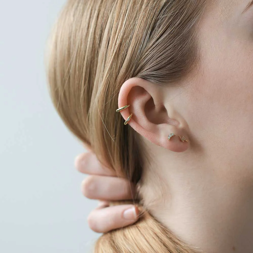 Pave Lightning Ball Back Earrings in 14k Gold - Image 5