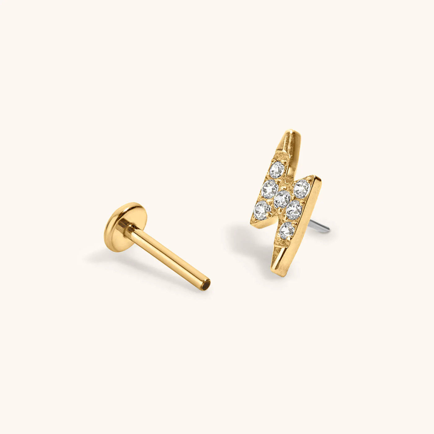 Pave Lightning Push Pin Flat Back Earring - Image 5