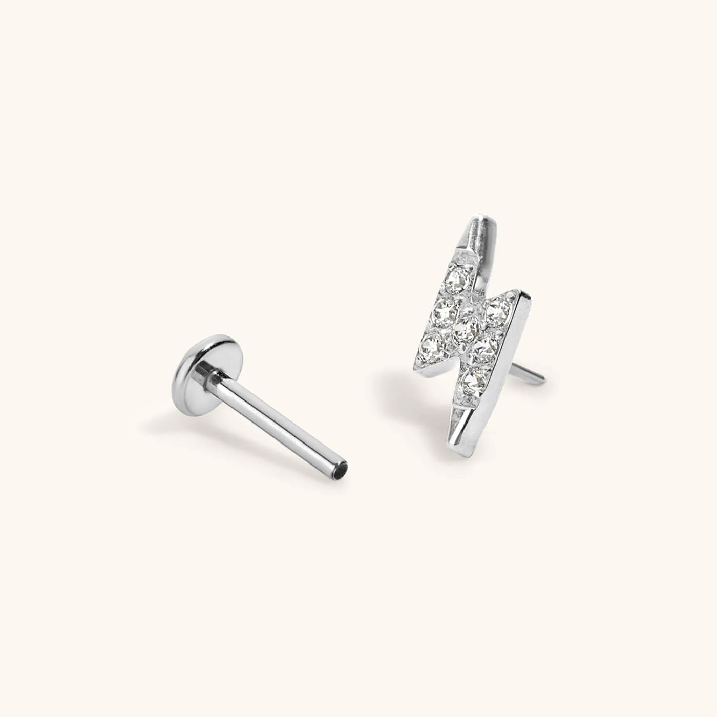 Pave Lightning Push Pin Flat Back Earring - Image 6