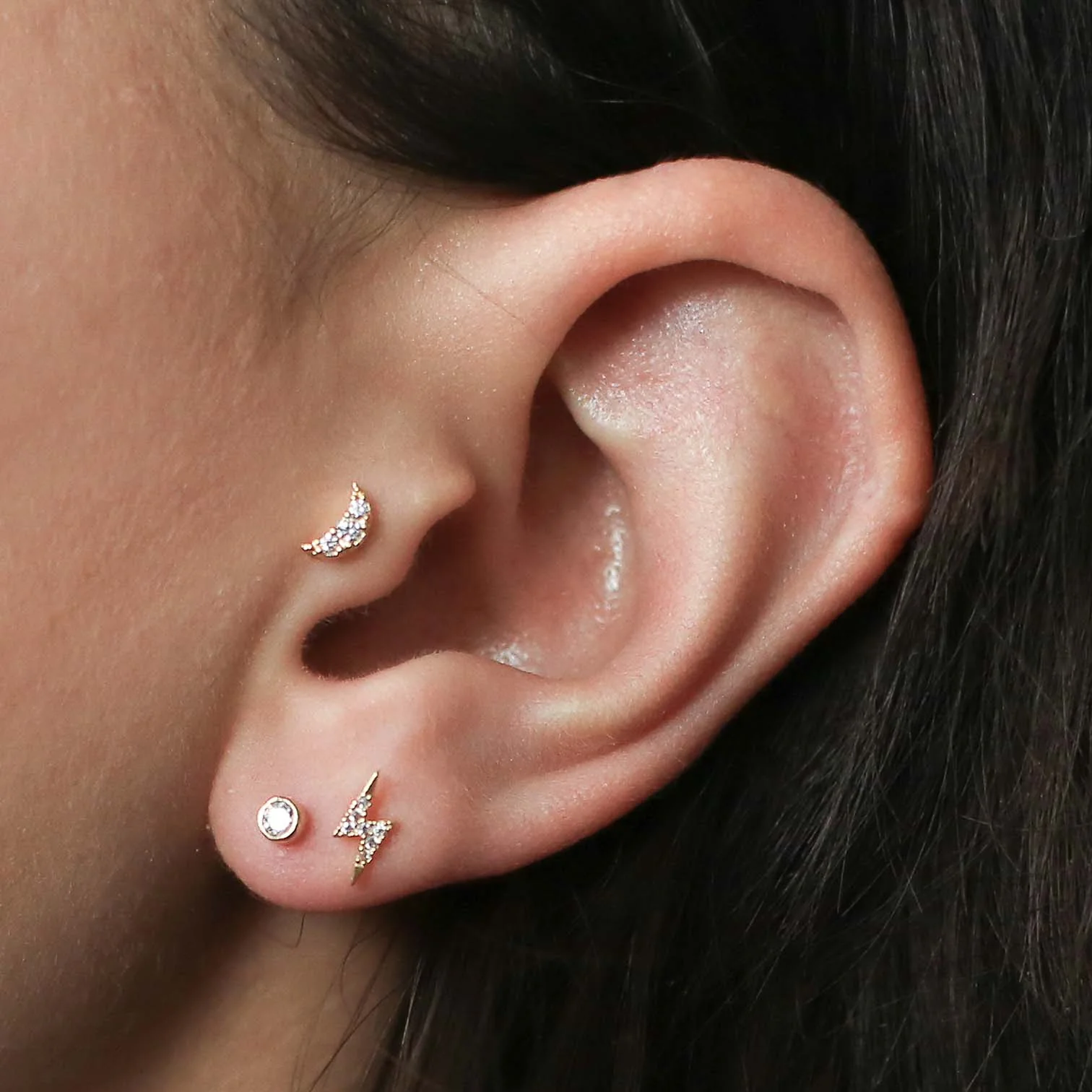 Tiny Sapphire Studs in 14k Gold - Image 4